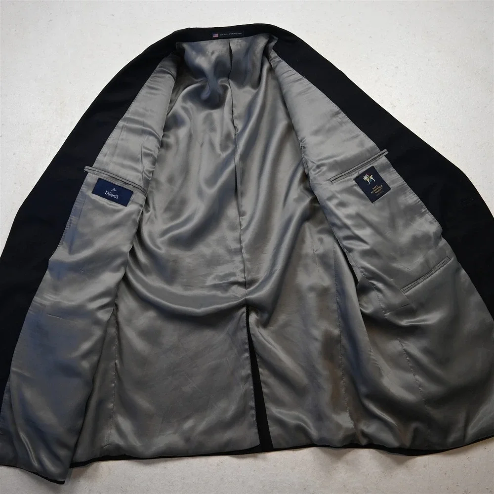 Hart Schaffner Marx 48L Navy Blue Wool USA Gold Button Mens Blazer Sport Coat‎